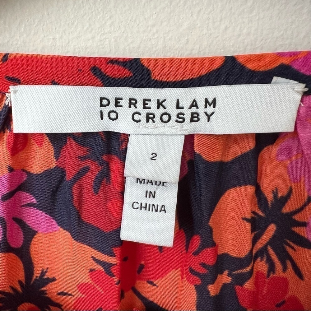 Derek Lam 10 Crosby Aria Floral Tassels Tie Blouse Lightweight Boho Multi Sz 2 - Picture 9 of 12